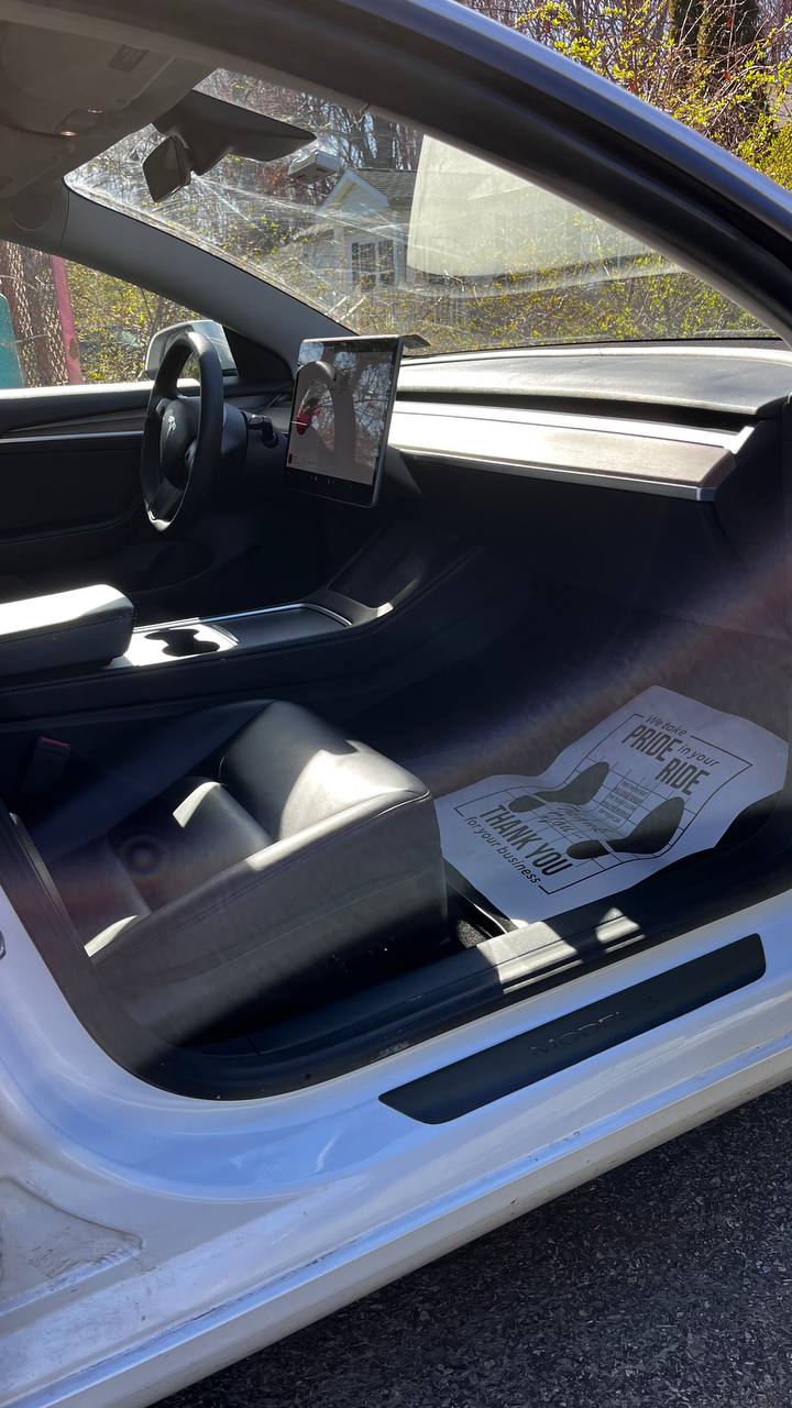 express auto detail in bucks county after interior detail on Tesla sedan using mobile detailing service